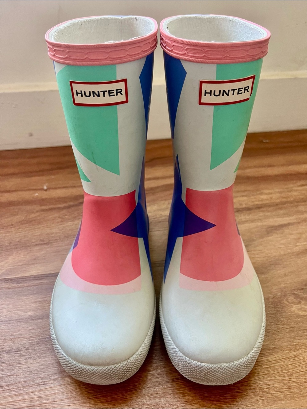 Hunter Kids Colorblock Rain Boots - Pink, Mint & Blue
